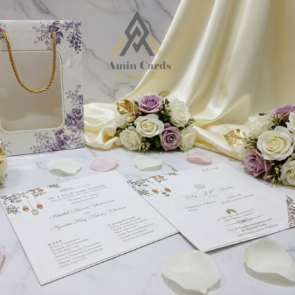 Purple Floral Wedding Invitation Set